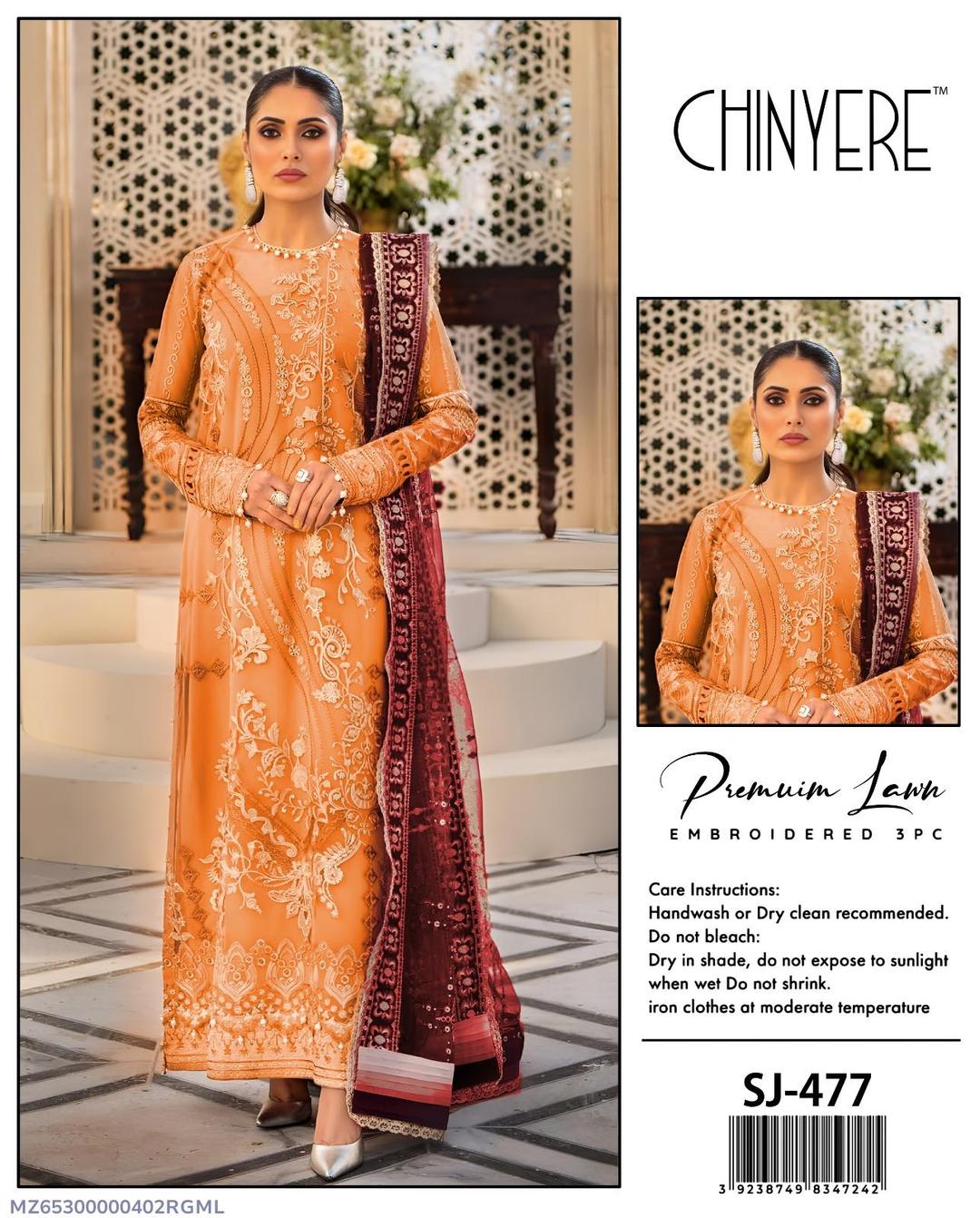 Women's unstitched embroidered dress