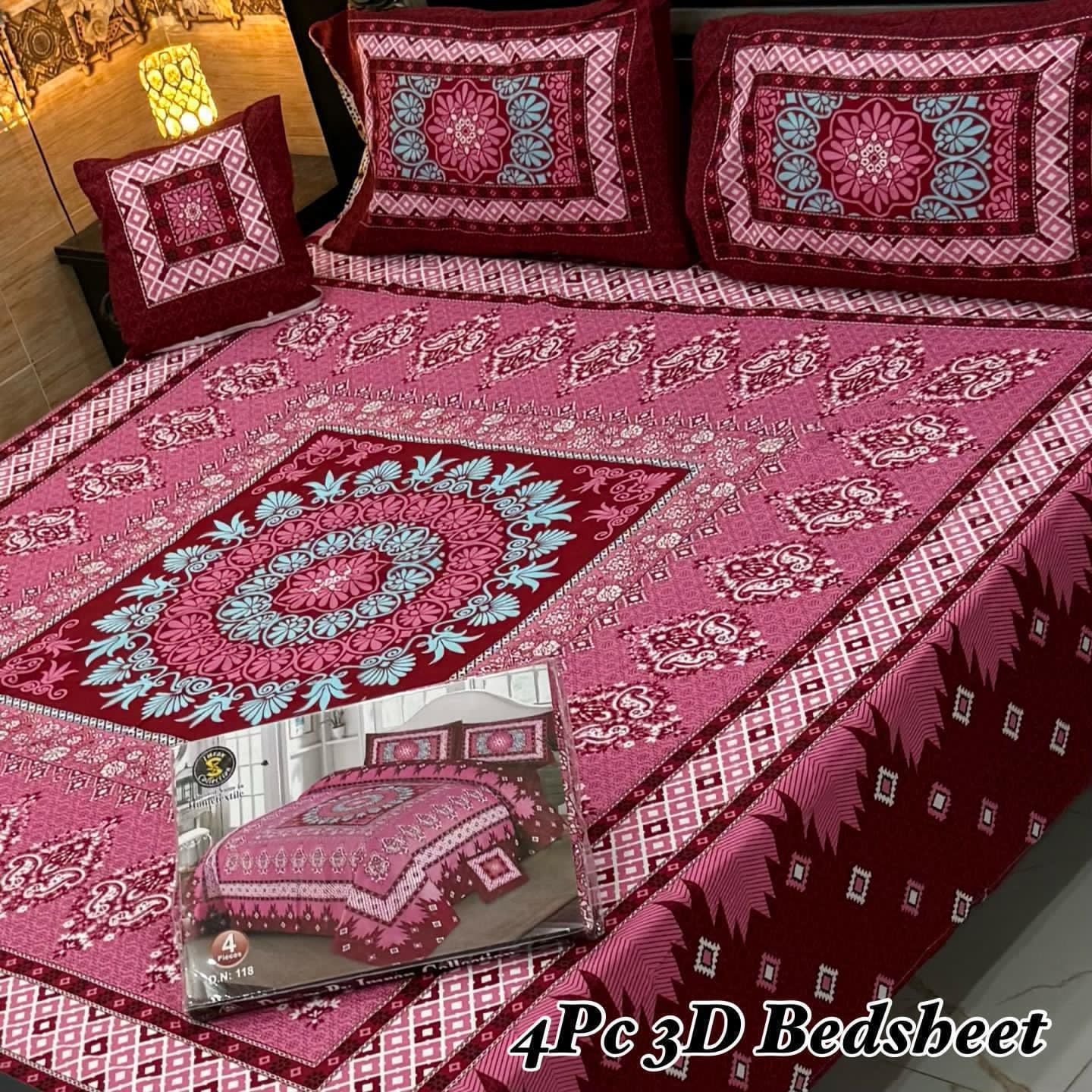 4Pc 3D Panel Bedsheet 25 design