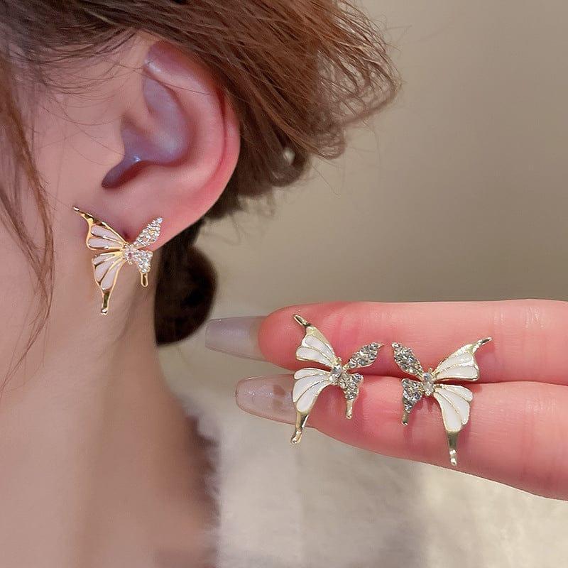 Butterfly earring gold plated with stone