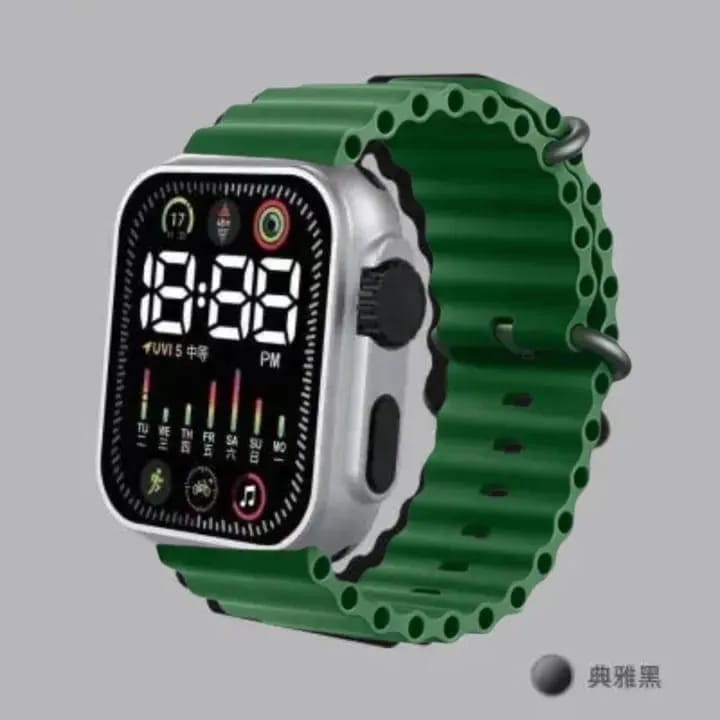 Unisex Waterproof Digital Display Watch – LED Screen Sports Wrist Watch for Men & Women (Orange, Blue, Green, Black)