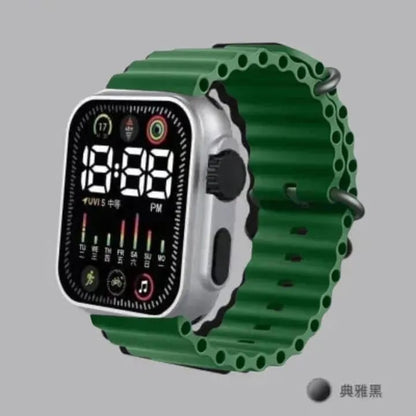 Unisex Waterproof Digital Display Watch – LED Screen Sports Wrist Watch for Men & Women (Orange, Blue, Green, Black)