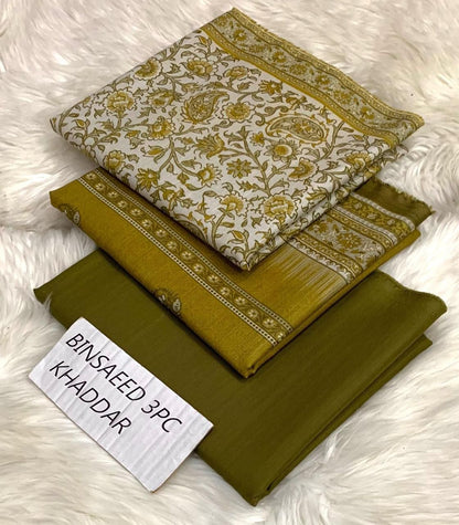 Ladies winter collection printed Karandi (Dupatta, shirt, trouser, 3Pcs)