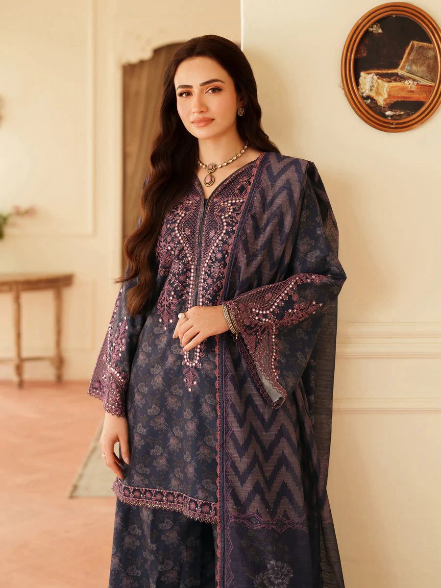 Moghani-printed lawn Suit with Chiffon embroidered Dupatta
