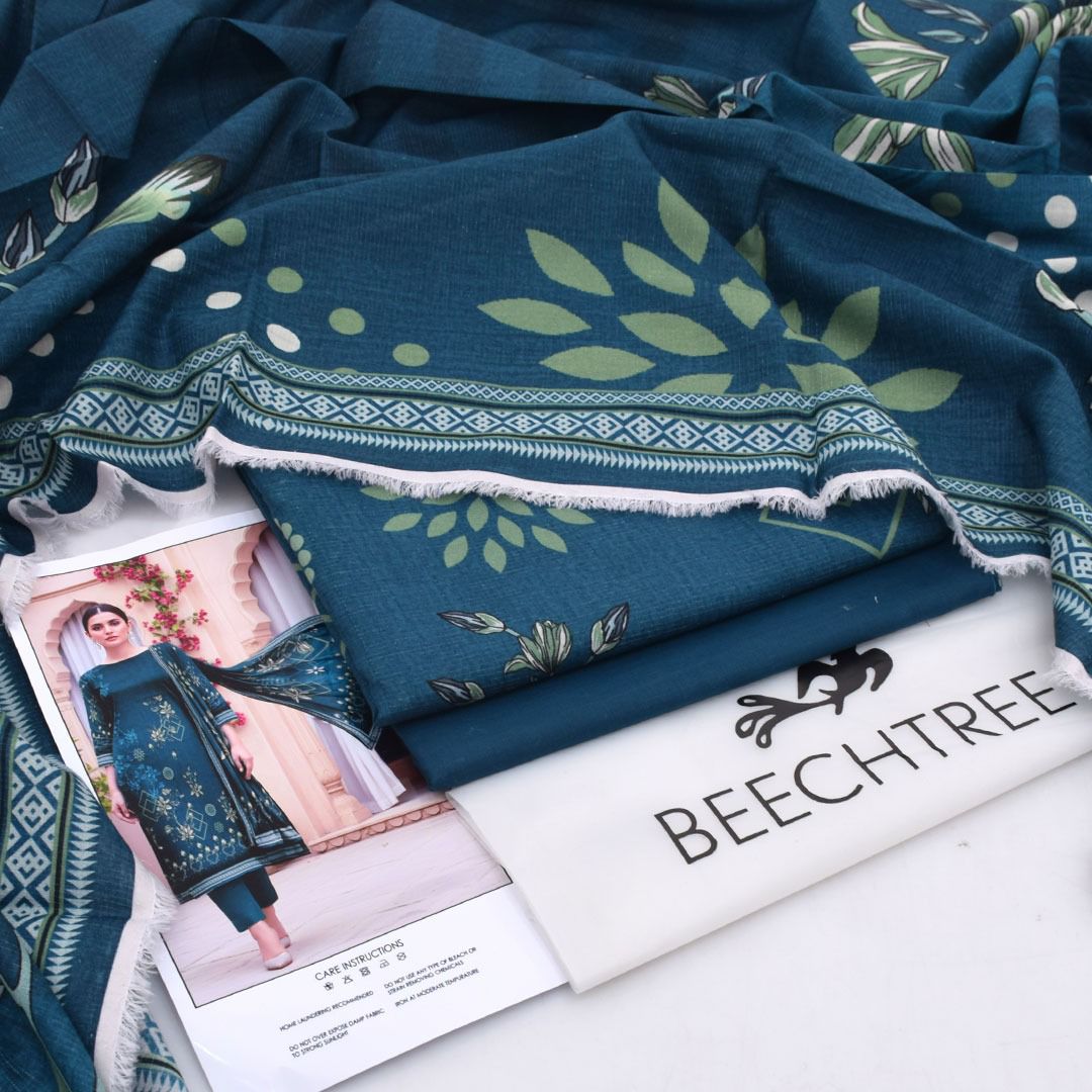 Beectree, Digital Printed Chamki Lawn Shirt With Chamki Lawn Dupata Plain Dyed Trouser