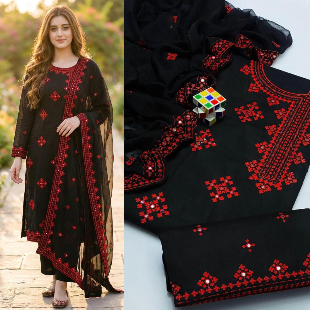 New arrival Lawn, cross Stitch side gala,9mm, Embroidered