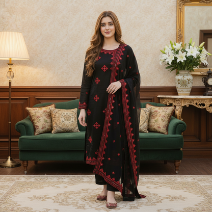 New arrival Lawn, cross Stitch side gala,9mm, Embroidered