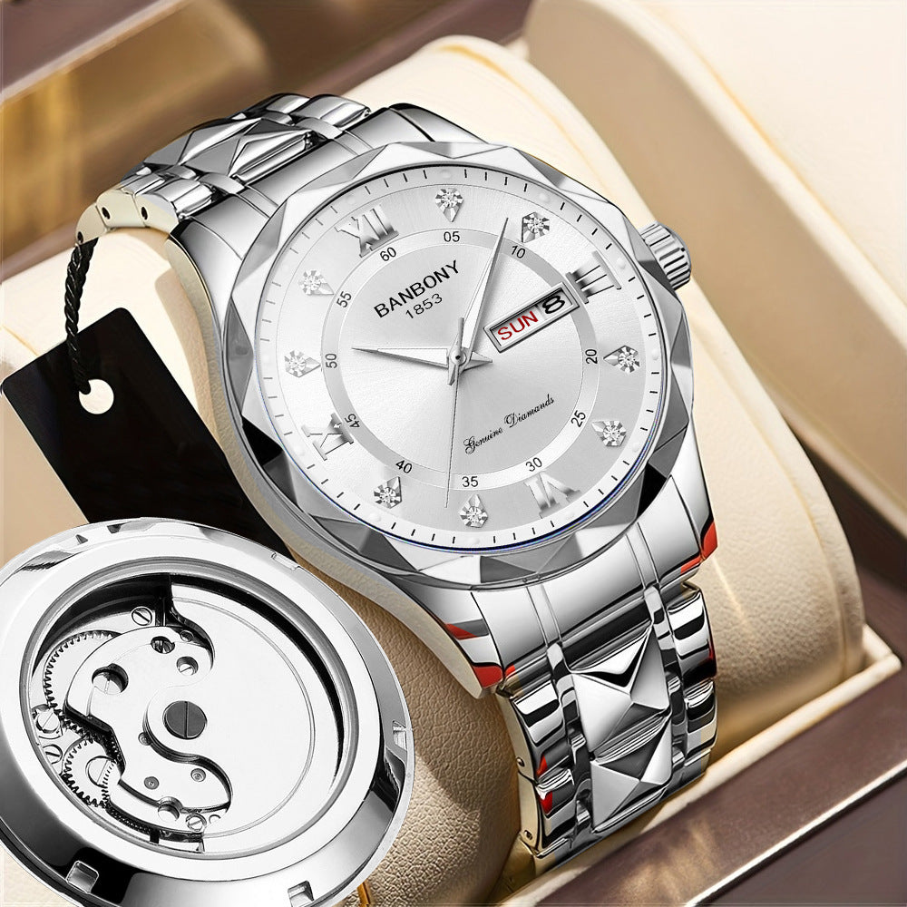 BANBONY watches men's imitation automatic mechanical watches hollow calendar fashion live selling in stock generation