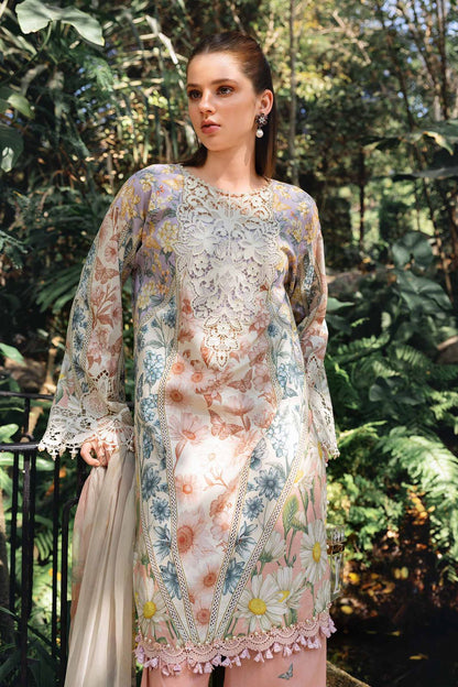MARIA.B printed lawn front with heavy embroidered