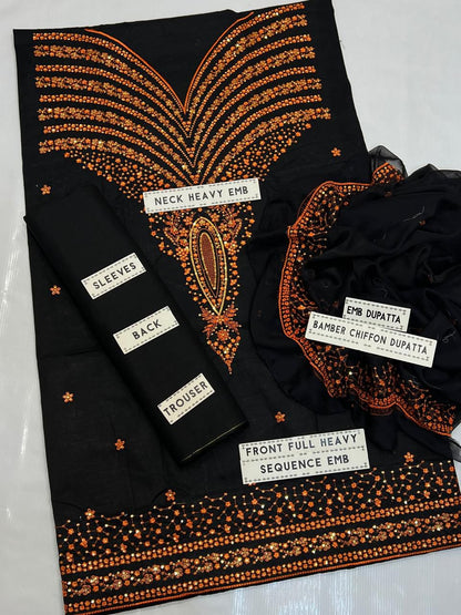 Lawn/cotton Hit Traditional Fully Sequence Embroidered, 2K26