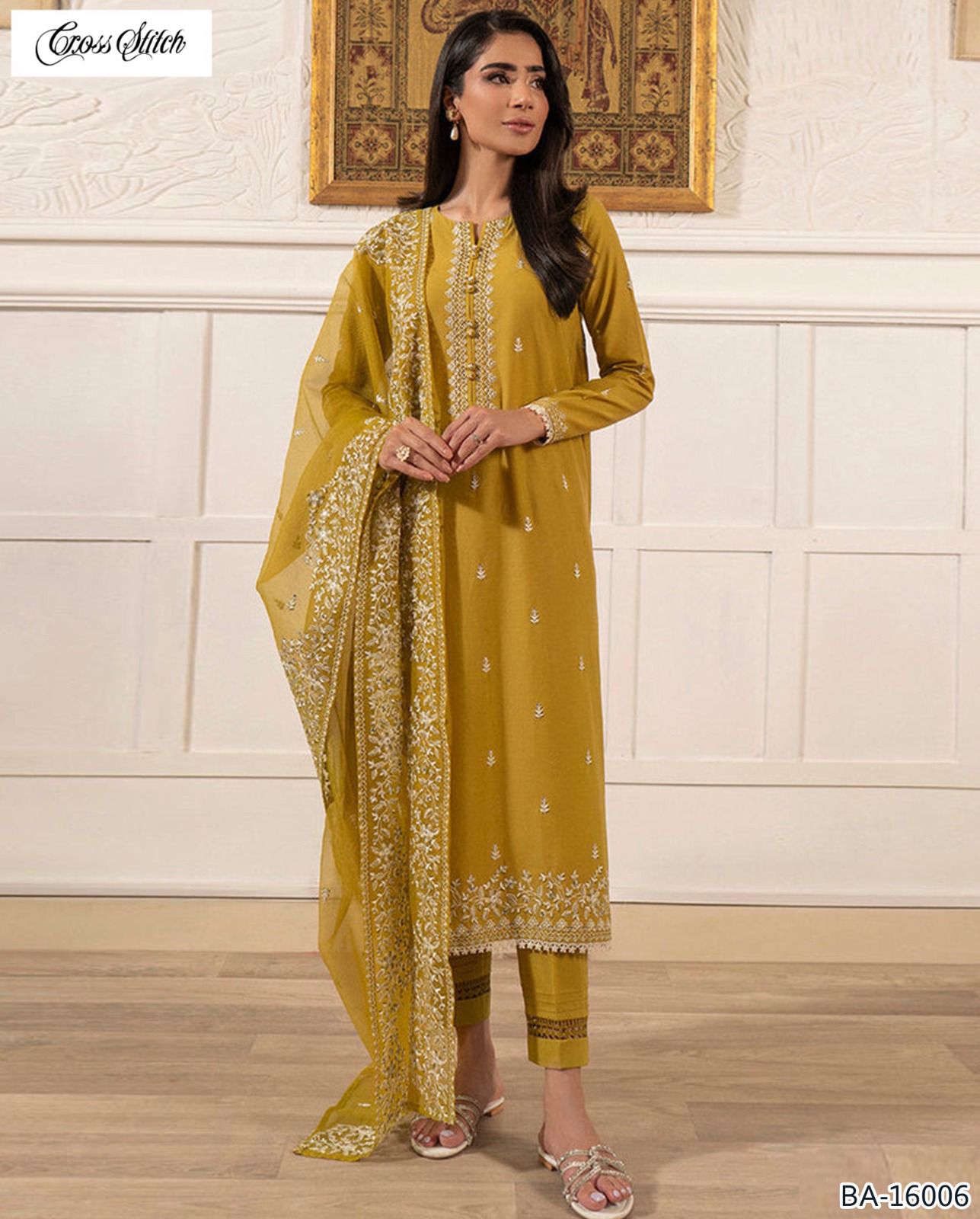 *CROSS STITCH🟡 *FABRIC*LAWN 90/70*3pc