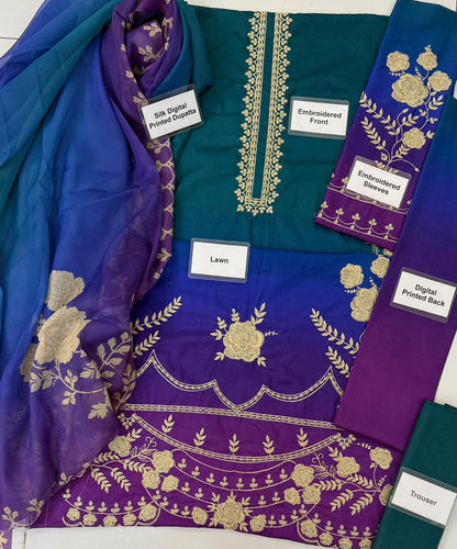 ETHNIC,Minal Khan Tie & Dye 3Pcs Luxury Lawn
