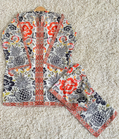 New arrival stitched 2 pcs printed shirt and trouser