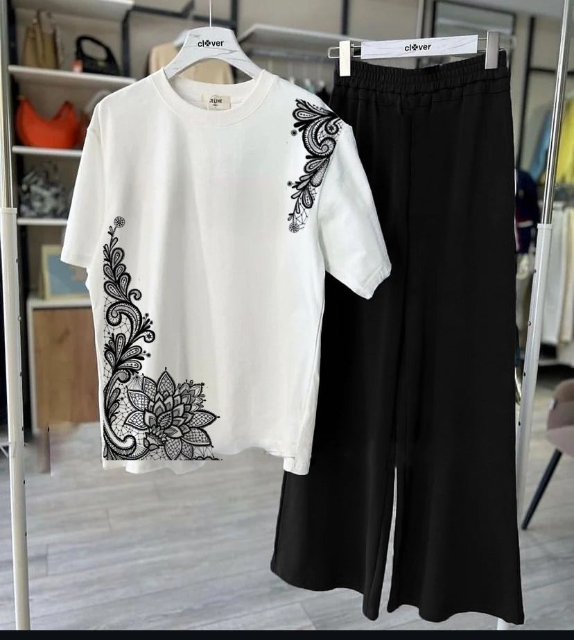 New Cotton Jersey,Flower Printed Night Suits for Girls and Women