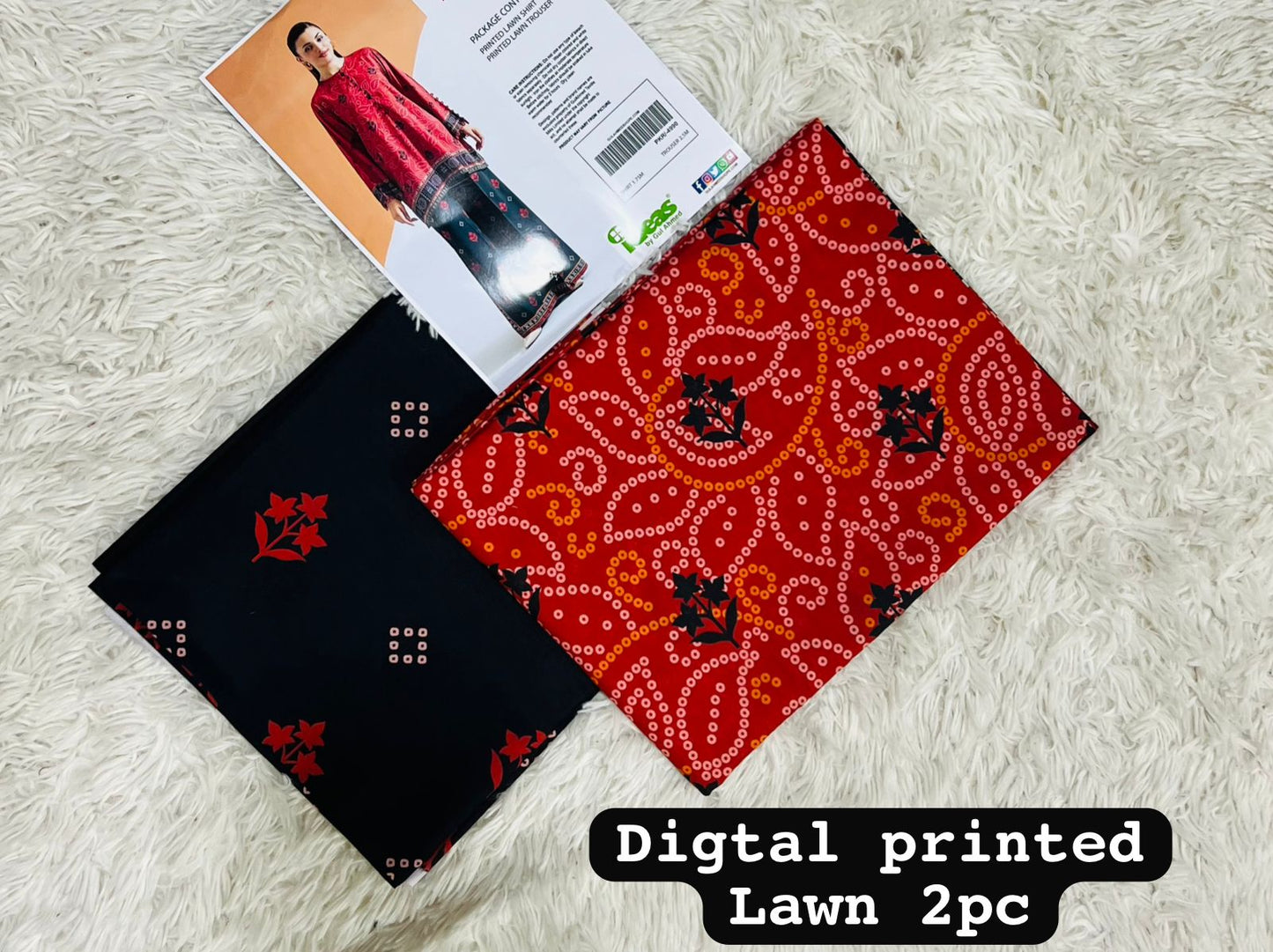 Gul- Ahmed, 02 PCS, printed UnStitched dress, Lawn90’88