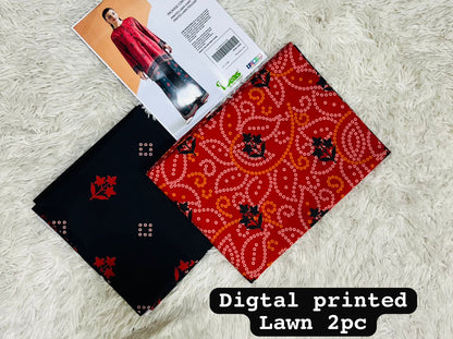 Gul- Ahmed, 02 PCS, printed UnStitched dress, Lawn90’88