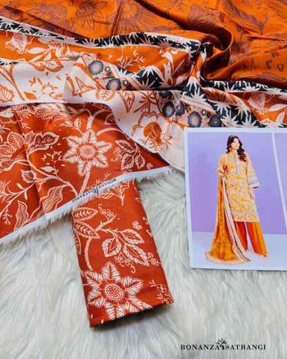 BONANZA SATRANGI*PREMIUM LAWN, PRINTED 90/70 Lawn Front,Back & Sleeves