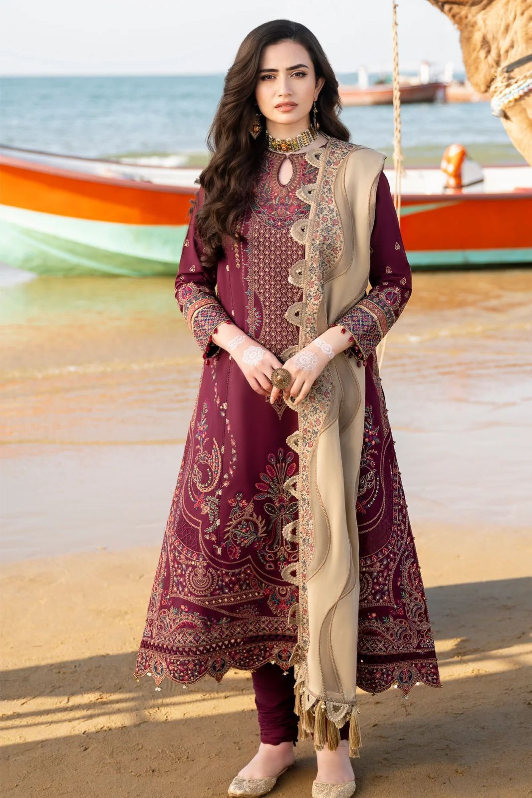 JAZMIN*Unstitched ReplicaFABRICLAWN COTTON Suit With ORGANZA Dupatta