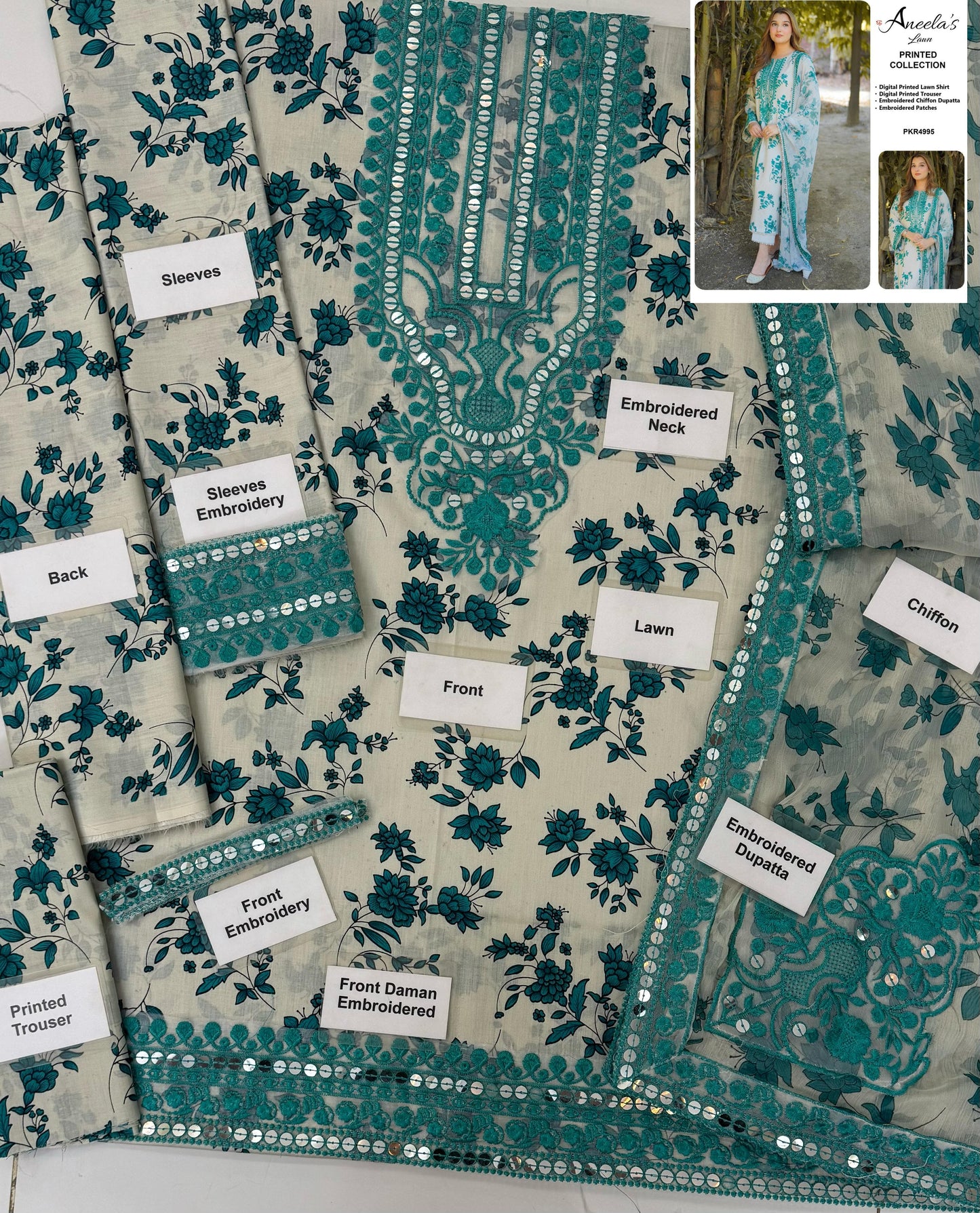 Aneela’s Collection, Fabric Lawn & Chiffon☆