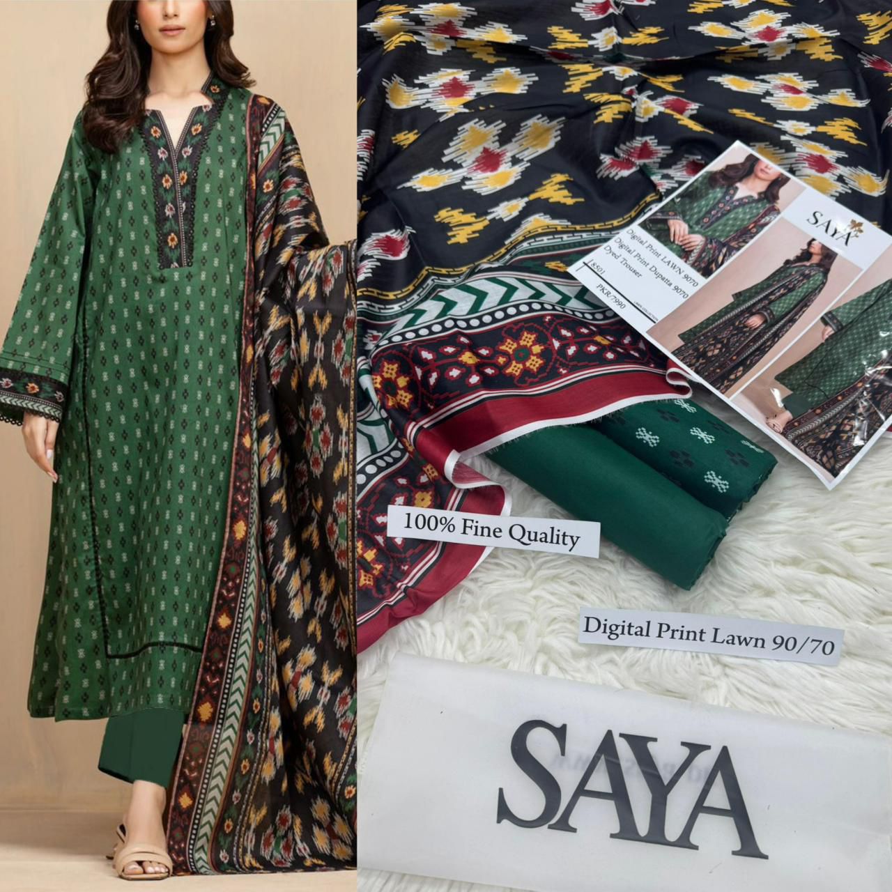 Saya, Premium Lawn, 3Pc. 12 colours