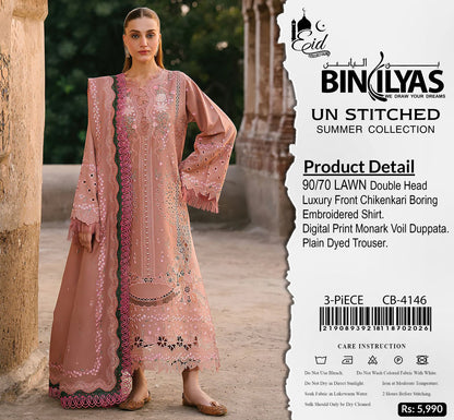 BIN ILLYAS-  embroidered Lawn