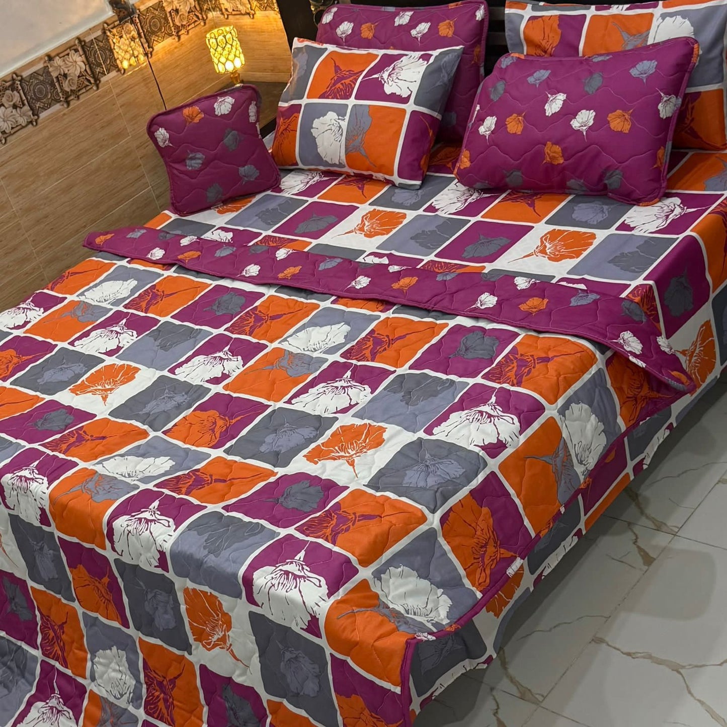 7Pcs Printed Comforter Set, Cotton Mix, 100% Fine Stuff, 22 colors