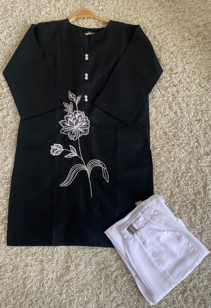 Cotton 2 piece Embroidered Top with cargo trouser*✨