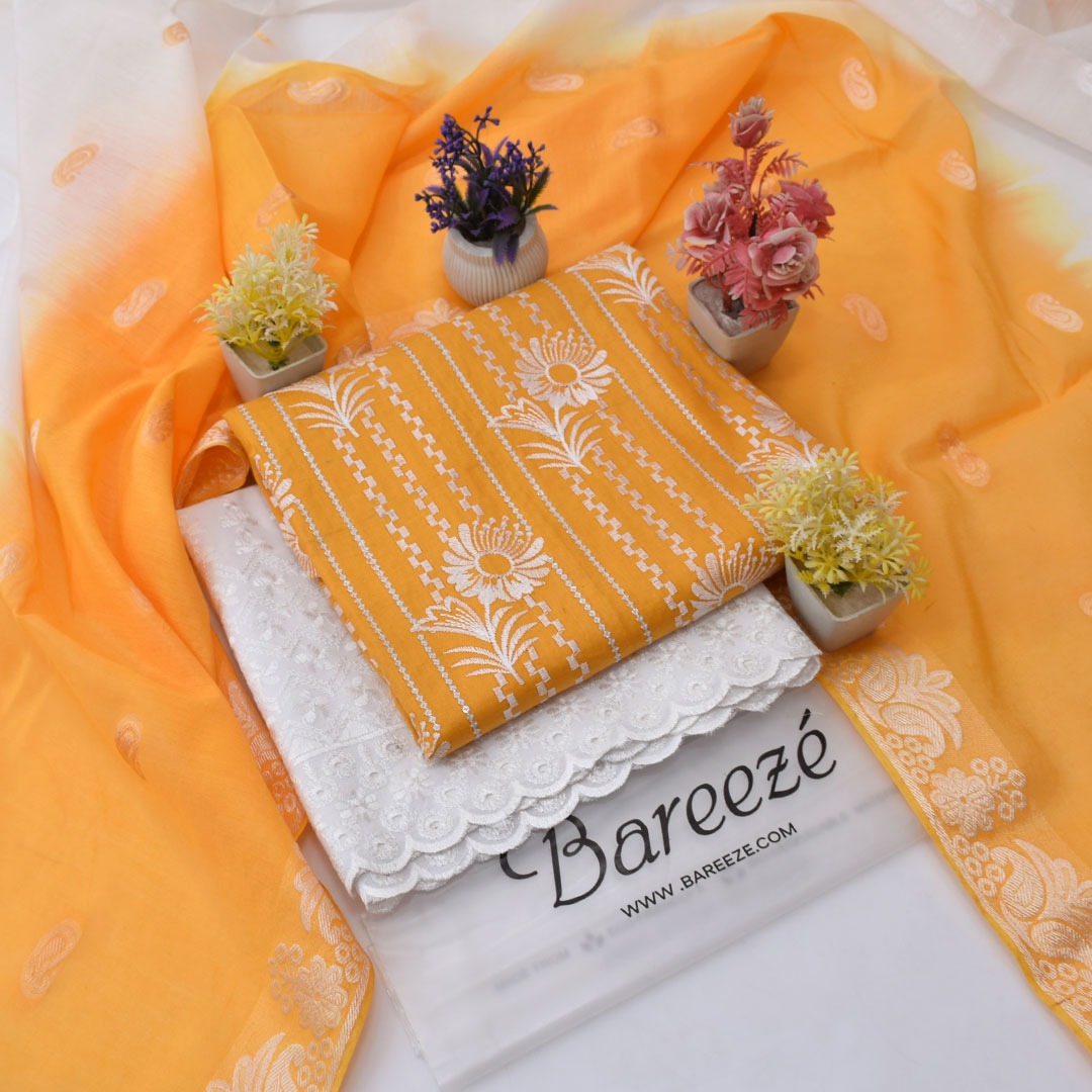 Bareezè, Lawn 2026, Dorya cotton,3pcs,embroidered 36 color's