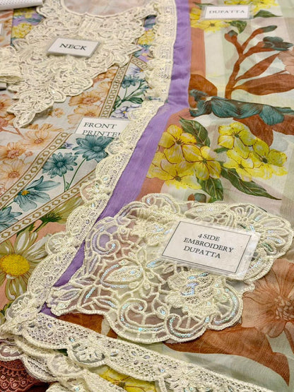 MARIA.B printed lawn front with heavy embroidered