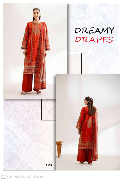 Ladies printed Karandi dress