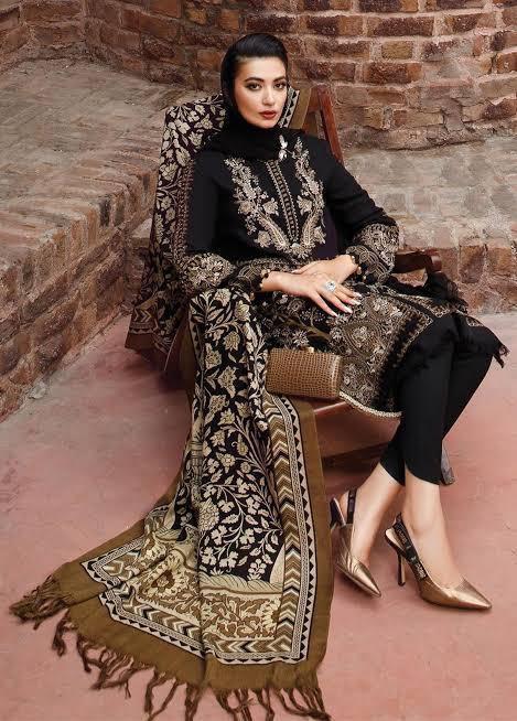 Women, embroidered unstitched dress (3Pcs)