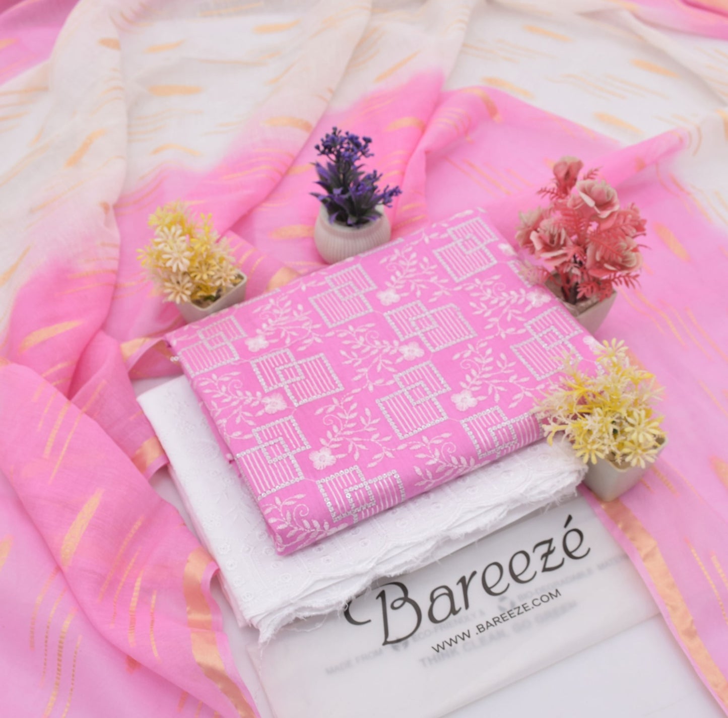 Bareezè, Lawn 2026, Dorya cotton,3pcs,embroidered 36 color's