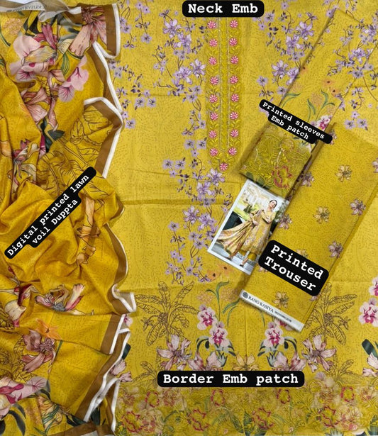 Rang Rasiya, 03PCS unstitched dress, lawn 90/88*