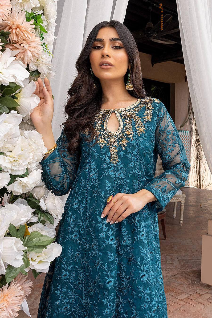 Women's unstitched embroidered dress