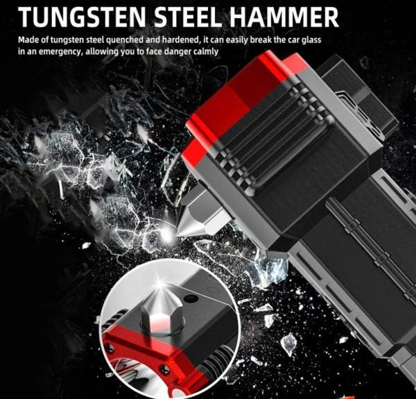 High-power Led Torch Light Rechargeable Flashlight And Multifunctional Tactical Hammer & Power Bank To Charge the Phone