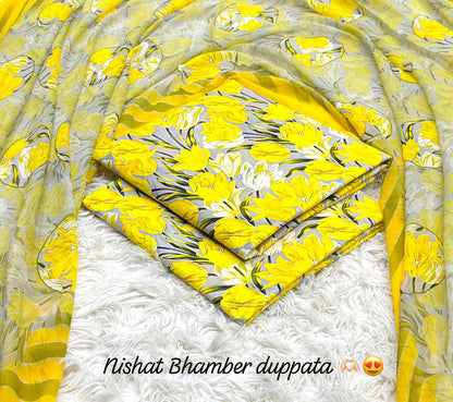 Nishat premium Lawn with bhamber dupatta 12 colors