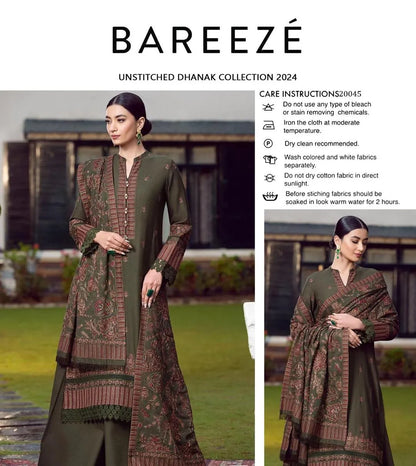 Women embroidered unstitched dress 3Pcs