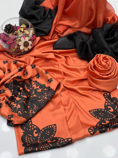 Shamooz Silk, 3PCs,Silk digital printed Dupatta