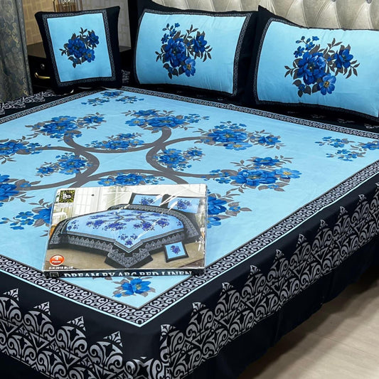 3 D PANAL BEDSHEET CRYSTAL COTTON 4 PCS