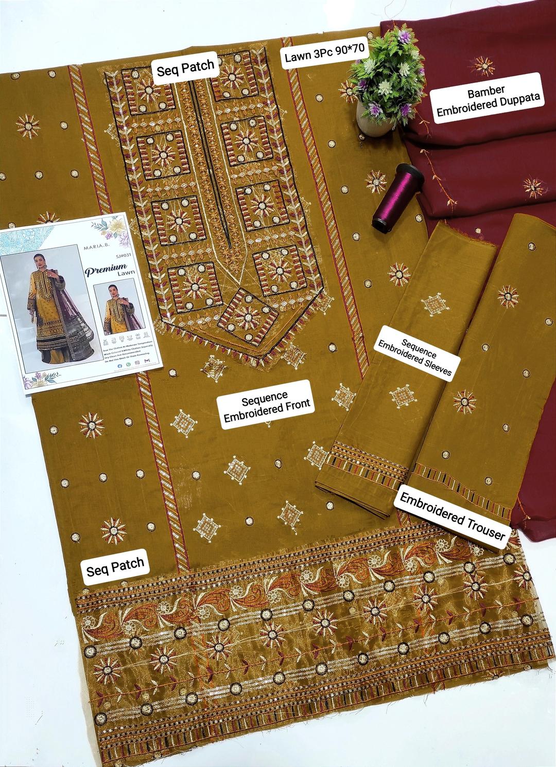 Women's unstitched embroidered dress