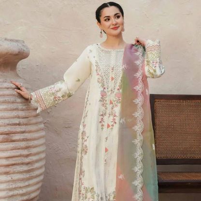 Jeem summer 2026 collection hit Code Available on Fine Quality Lawn with Rangoli Dimond Emb Dopatta