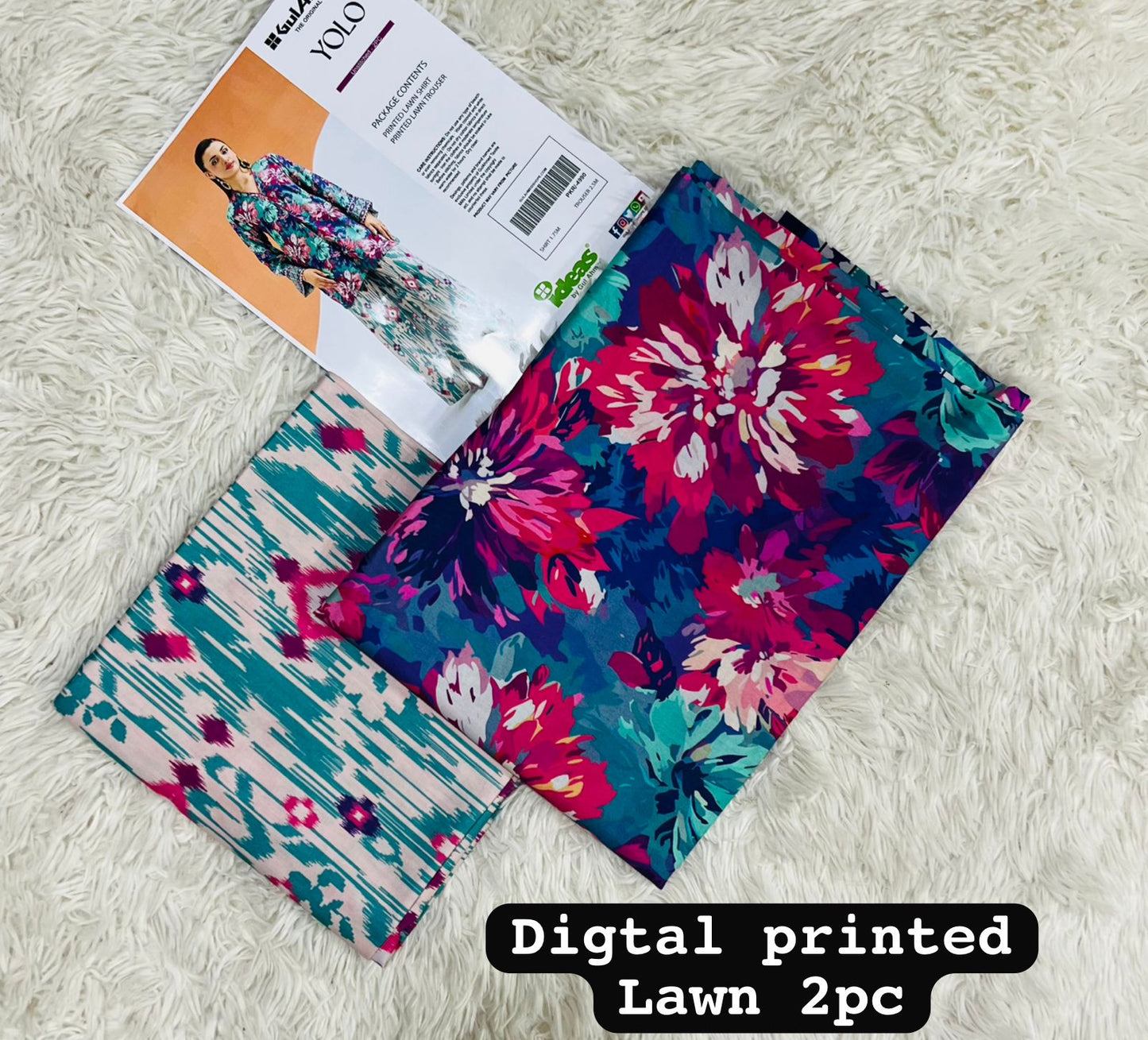 Gul- Ahmed, 02 PCS, printed UnStitched dress, Lawn90’88