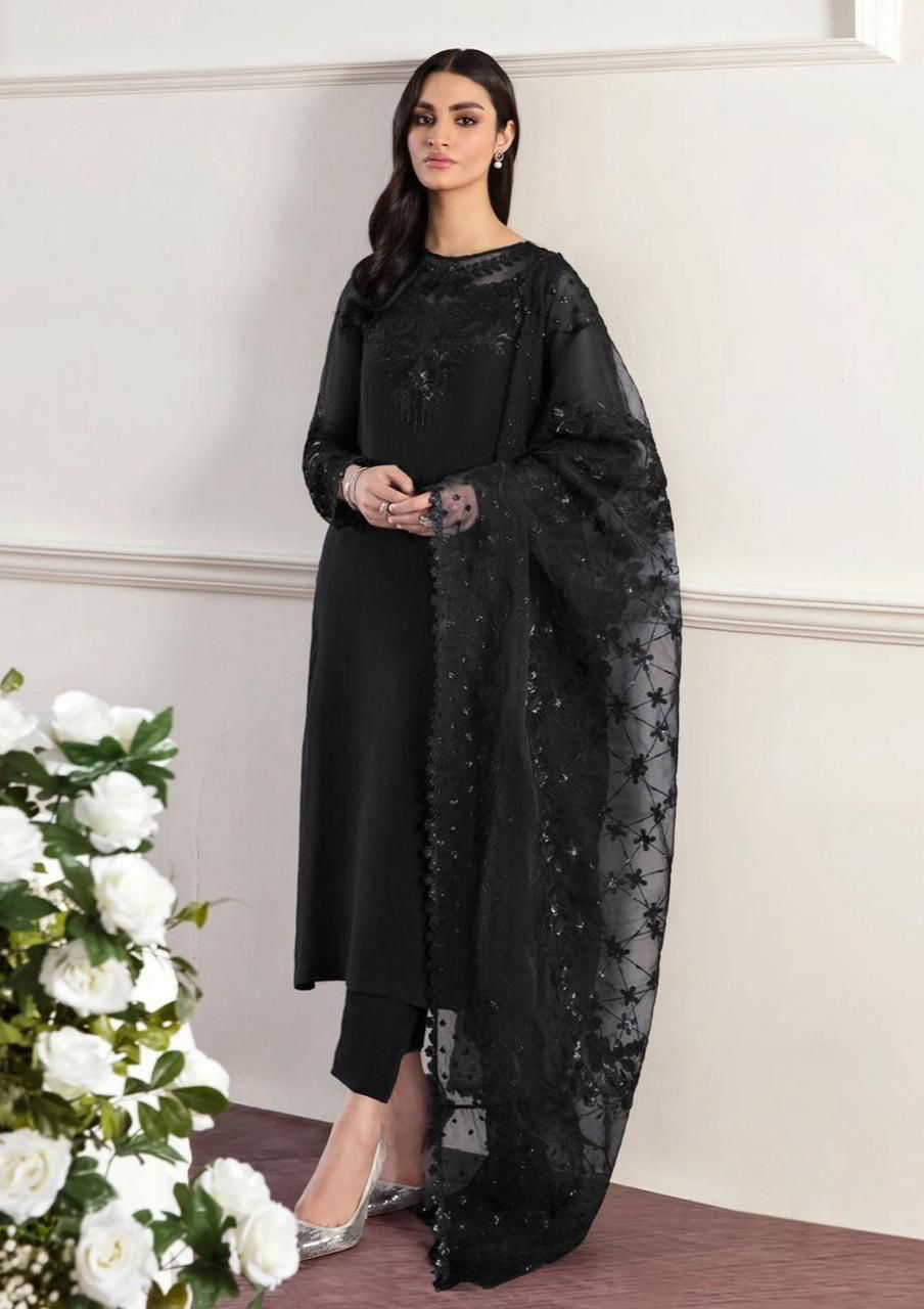 Baroque- chiffon embriodred Neck Patch & Sleeves