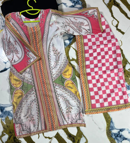 Arabic printed lawn kurta and shalwar 2 pcs