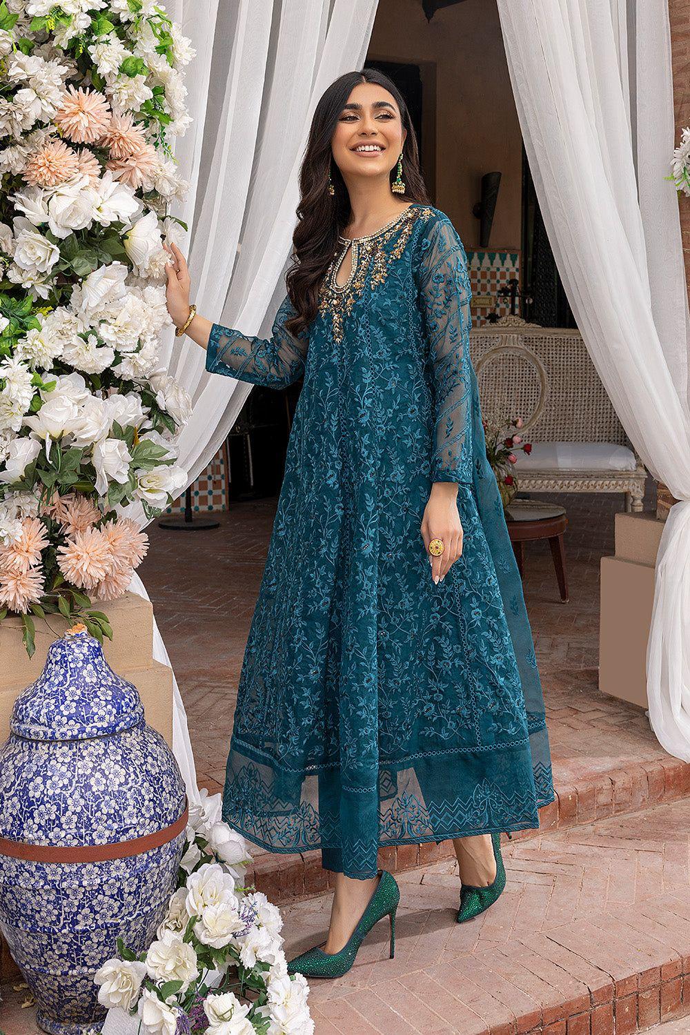 Women's unstitched embroidered dress