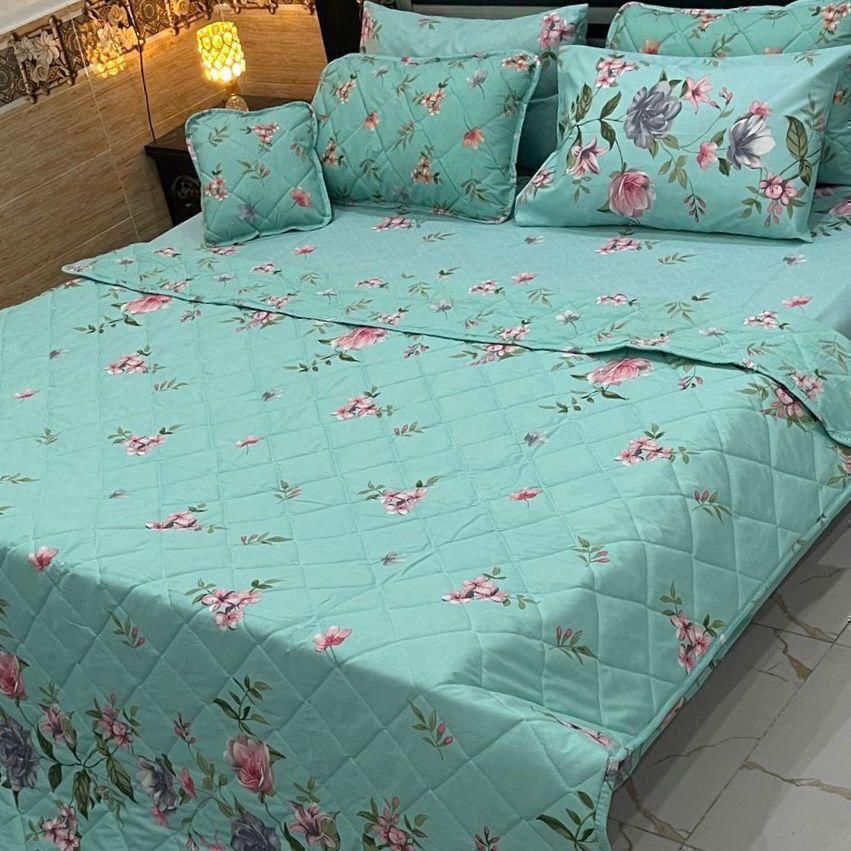 7Pcs Printed Comforter Set, Cotton Mix, 100% Fine Stuff, 22 colors