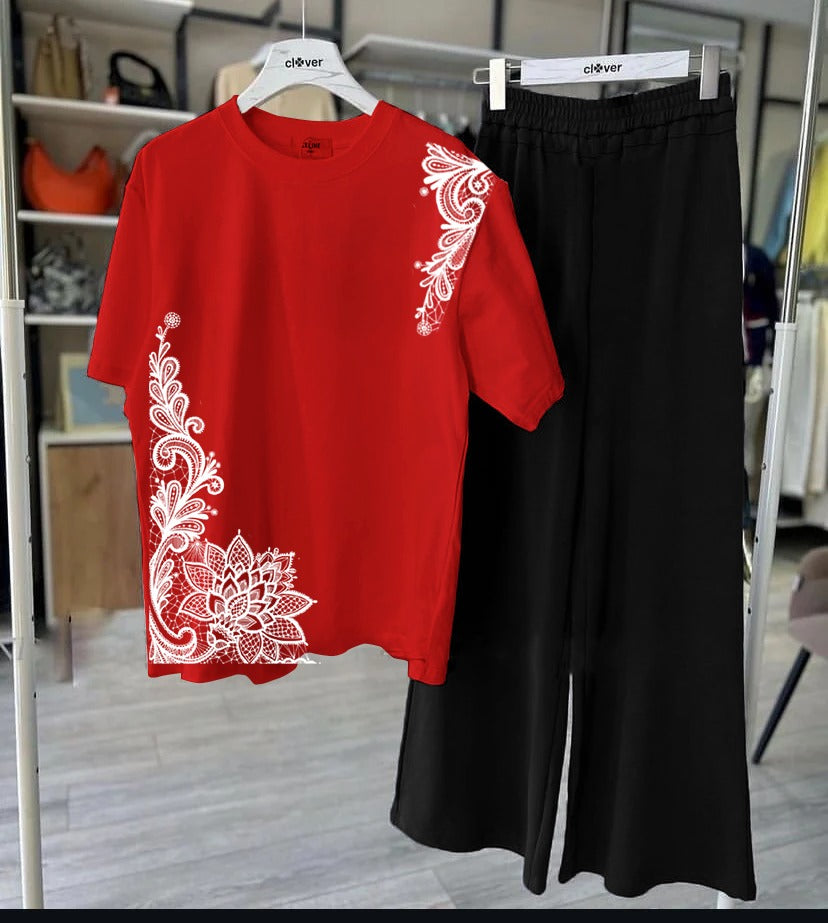 New Cotton Jersey,Flower Printed Night Suits for Girls and Women