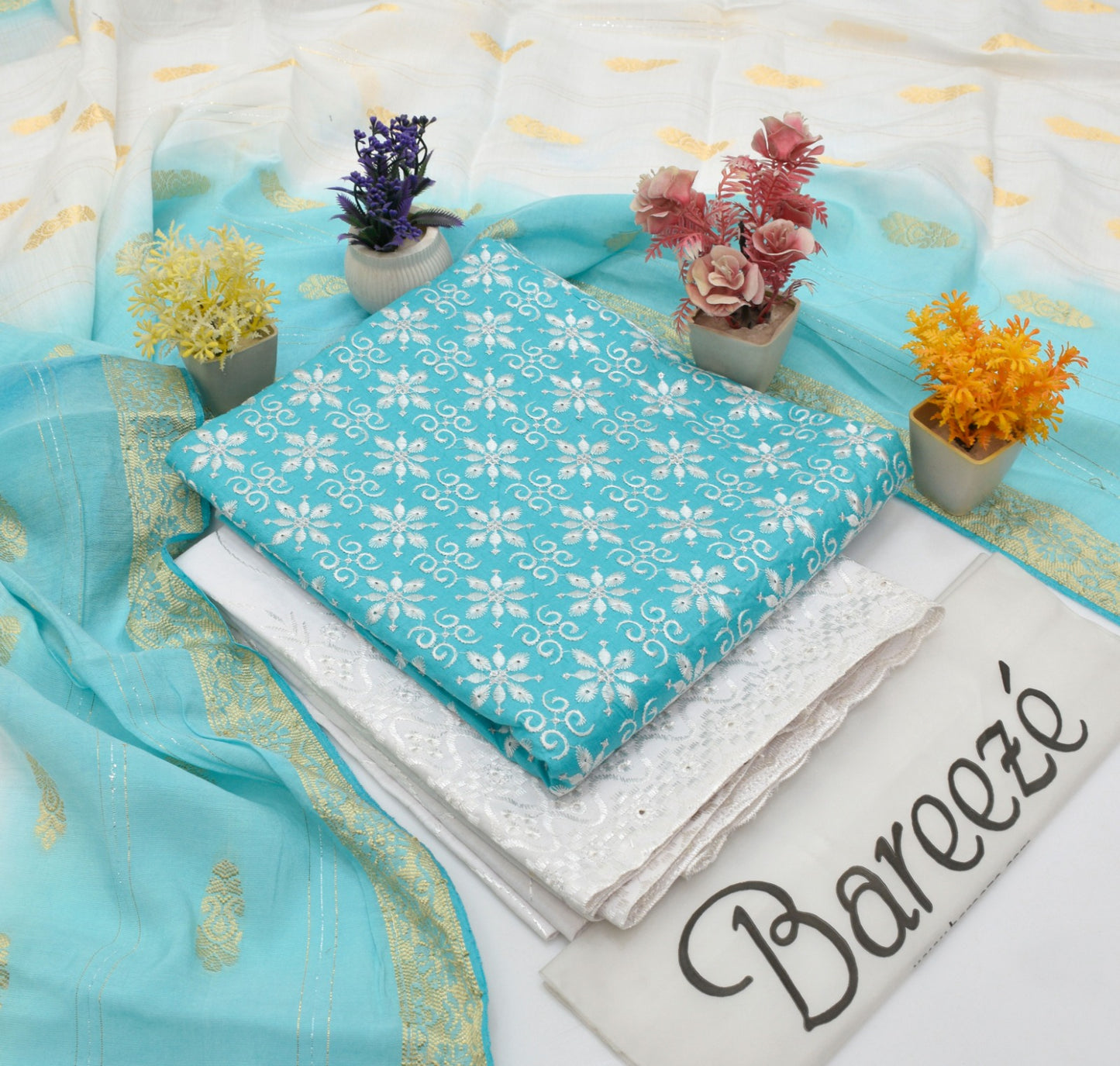 Bareezè, Lawn 2026, Dorya cotton,3pcs,embroidered 36 color's