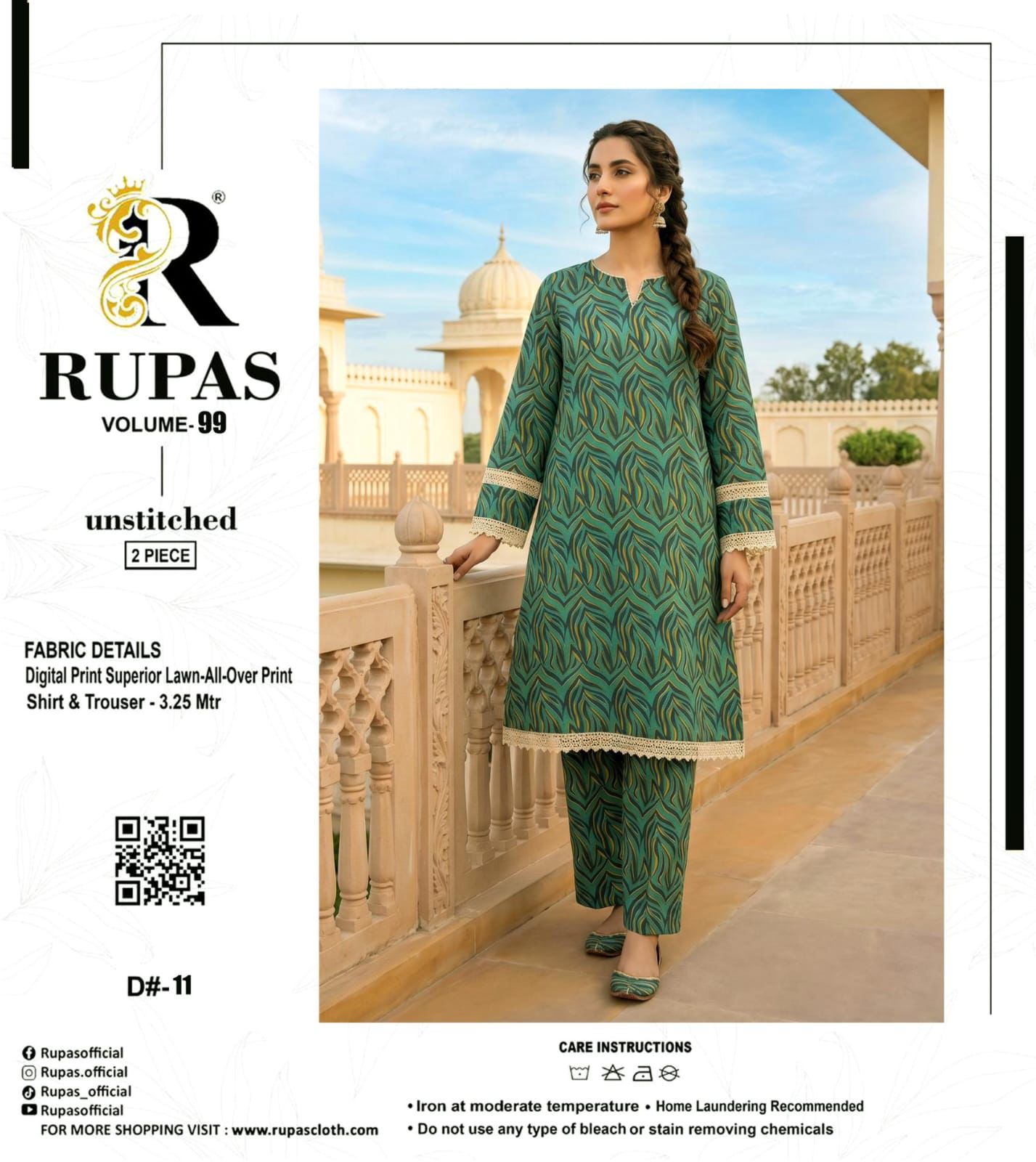 RUPAS, Digital Print Superior Lawn All-Over Print Shirt & Trouser