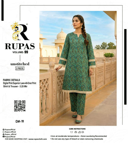 RUPAS, Digital Print Superior Lawn All-Over Print Shirt & Trouser