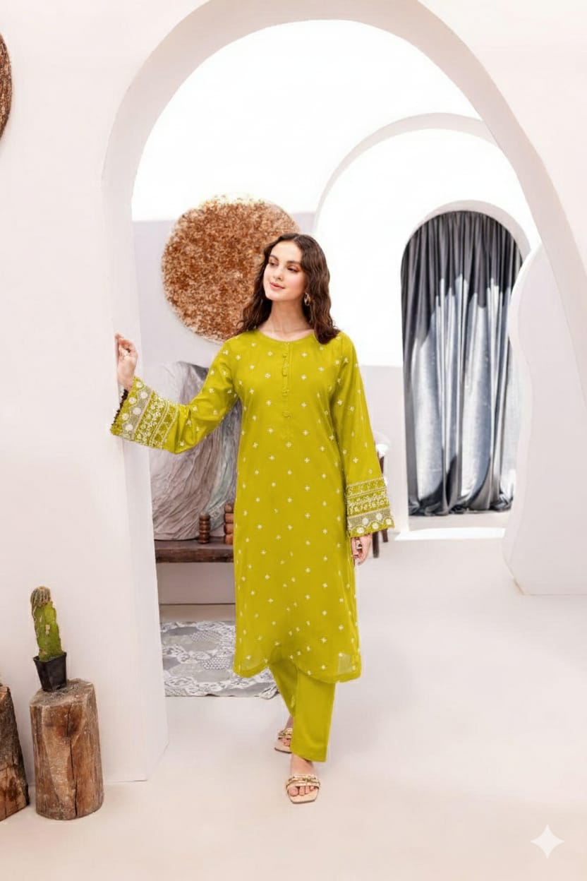 Lawn 2 PC*Embroidered shirt and Sleeves*